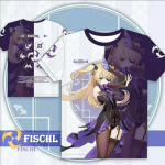 Genshin Impact T-Shirts – Anime Kawaii Fischl 3D Printing T-shirt