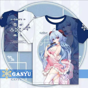 Genshin Impact T-Shirts – Anime Kawaii Ganyu 3D Printing T-shirt