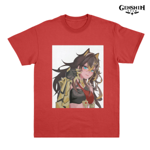 Dehya Genshin Impact Red Print T-Shirt